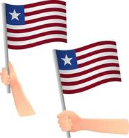 Liberia flag in hand icon vector