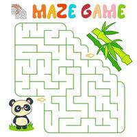 Maze puzzle game for children. Maze or labyrinth game with panda. vector