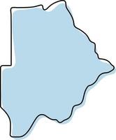 Stylized simple outline map of Botswana icon. Blue sketch map of Botswana vector illustration