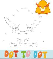 Dot to dot puzzle for children. Connect dots game. Yak vector illustration
