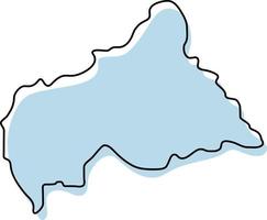 Stylized simple outline map of Central African Republic icon. Blue sketch map of Central African Republic vector illustration