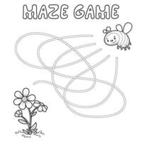 juego de rompecabezas de laberinto para niños. esbozar laberinto o laberinto. Encuentra el juego de ruta con la abeja. vector