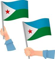 icono de la bandera de Djibouti en la mano vector