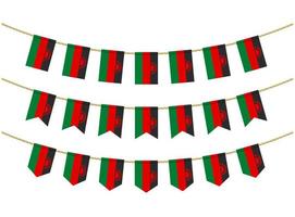 Malawi flag on the ropes on white background. Set of Patriotic bunting flags. Bunting decoration of Malawi flag vector