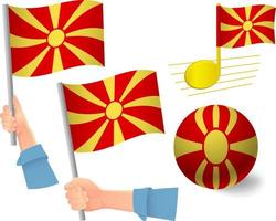 conjunto de iconos de bandera de macedonia vector