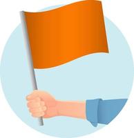 bandera naranja en la mano vector