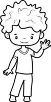 Coloring book or page for kids. Boy black and white vector illustration