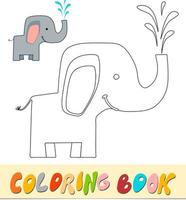 Coloring book or page for kids. Elephant black and white vector illustration