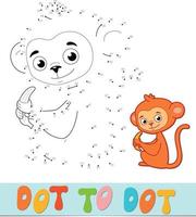 Dot to dot puzzle. Connect dots game. monkey vector illustration