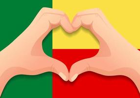 Benin flag and hand heart shape vector