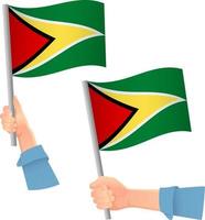 icono de la bandera de guyana en la mano vector