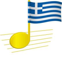 bandera de grecia y nota musical vector