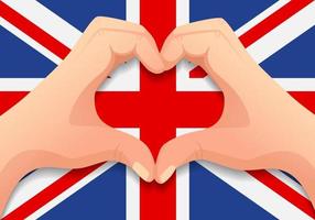 United Kingdom flag and hand heart shape