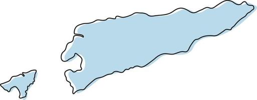 Stylized simple outline map of East Timor icon. Blue sketch map of East Timor vector illustration