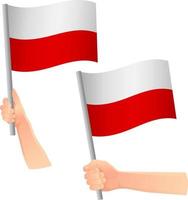 Icono de la bandera de Polonia en la mano vector