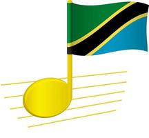 bandera de tanzania y nota musical vector