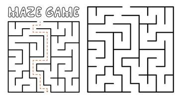 Maze game for kids. Maze puzzle with solution vector