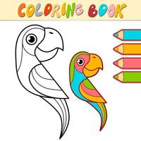 libro de colorear o página para niños. loro vector blanco y negro