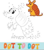 Dot to dot puzzle. Connect dots game. armadillo vector illustration