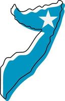 Stylized outline map of Somalia with national flag icon. Flag color map of Somalia vector illustration.