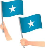 somalia, bandera, en, mano, icono vector