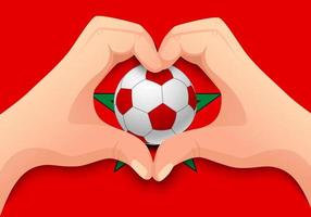 Morocco soccer ball and hand heart shape vector