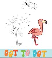 Dot to dot puzzle. Connect dots game. flamingo vector illustration