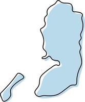 Stylized simple outline map of Palestine icon. Blue sketch map of Palestine vector illustration