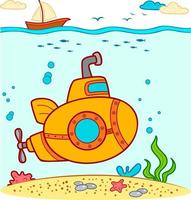 Cute Submarine underwater vector