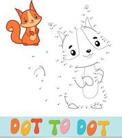 Dot to dot puzzle. Connect dots game. squirrel vector illustration