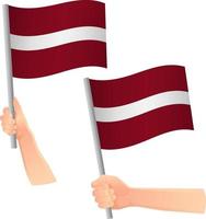 latvia flag in hand icon vector