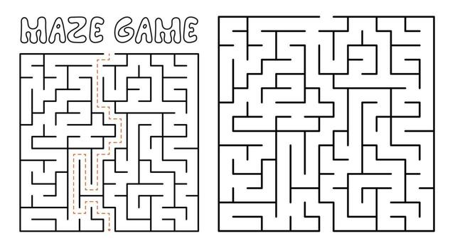 Maze game for kids. Complex Maze puzzle with solution vector