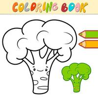 Coloring book or page for kids. broccoli black and white vector