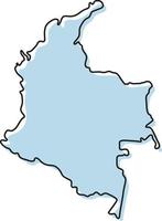 Stylized simple outline map of Colombia icon. Blue sketch map of Colombia vector illustration