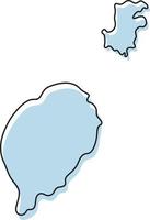 Stylized simple outline map of Sao Tome and Principe icon. Blue sketch map of Sao Tome and Principe vector illustration