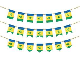 Saint Vincent and the Grenadines flag on the ropes on white background. Set of Patriotic bunting flags. Bunting decoration of Saint Vincent and the Grenadines flag vector