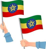 Ethiopia flag in hand icon vector