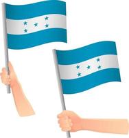 honduras, bandera, en, mano, icono vector