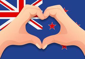 New Zealand flag and hand heart shape vector