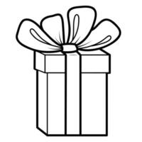 Christmas coloring book or page. Gift black and white vector illustration