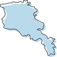 Stylized simple outline map of Armenia icon. Blue sketch map of Armenia vector illustration