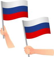 icono de la bandera de rusia en la mano vector