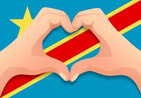 Democratic Republic of the Congo flag and hand heart shape vector