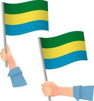 Gabon flag in hand icon vector
