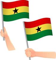 ghana, bandera, en, mano, icono vector