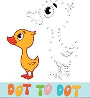 Dot to dot puzzle. Connect dots game. duckling vector illustration