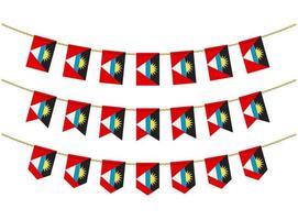 bandera de antigua y barbuda en las cuerdas sobre fondo blanco. conjunto de banderas patrióticas del empavesado. decoración del empavesado de la bandera de antigua y barbuda vector