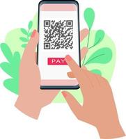 QR payment by phone vector