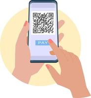 QR payment by phone vector