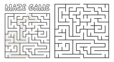 Maze game for kids. Complex Maze puzzle with solution vector